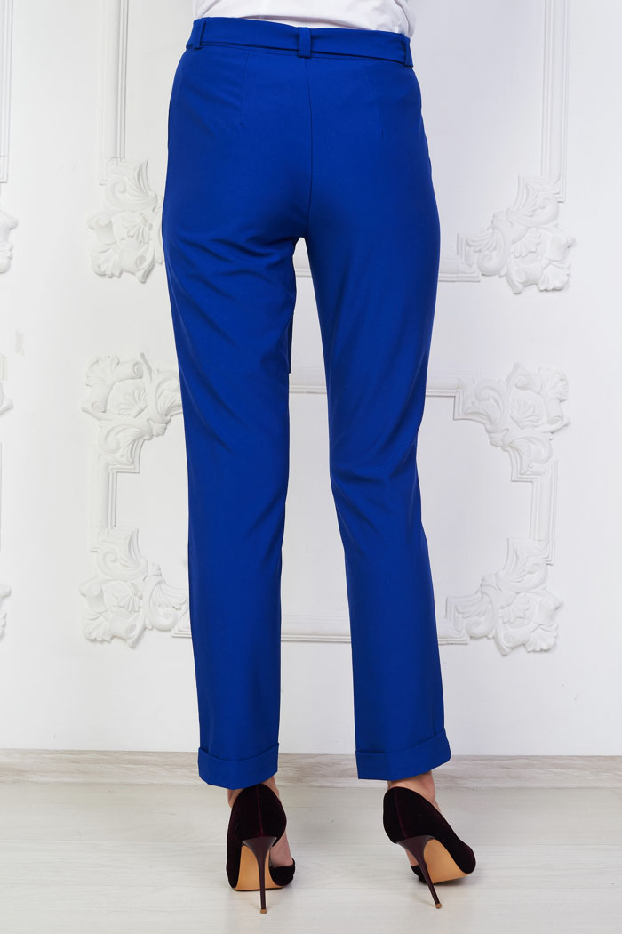 Фото товара 14935, синие брюки с высокой талией