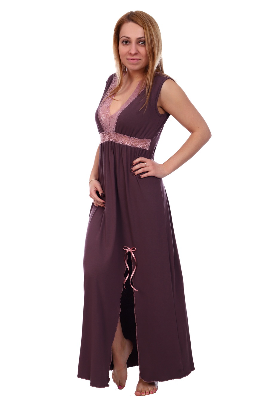 Фото товара 18452, коричневая длинная сорочка